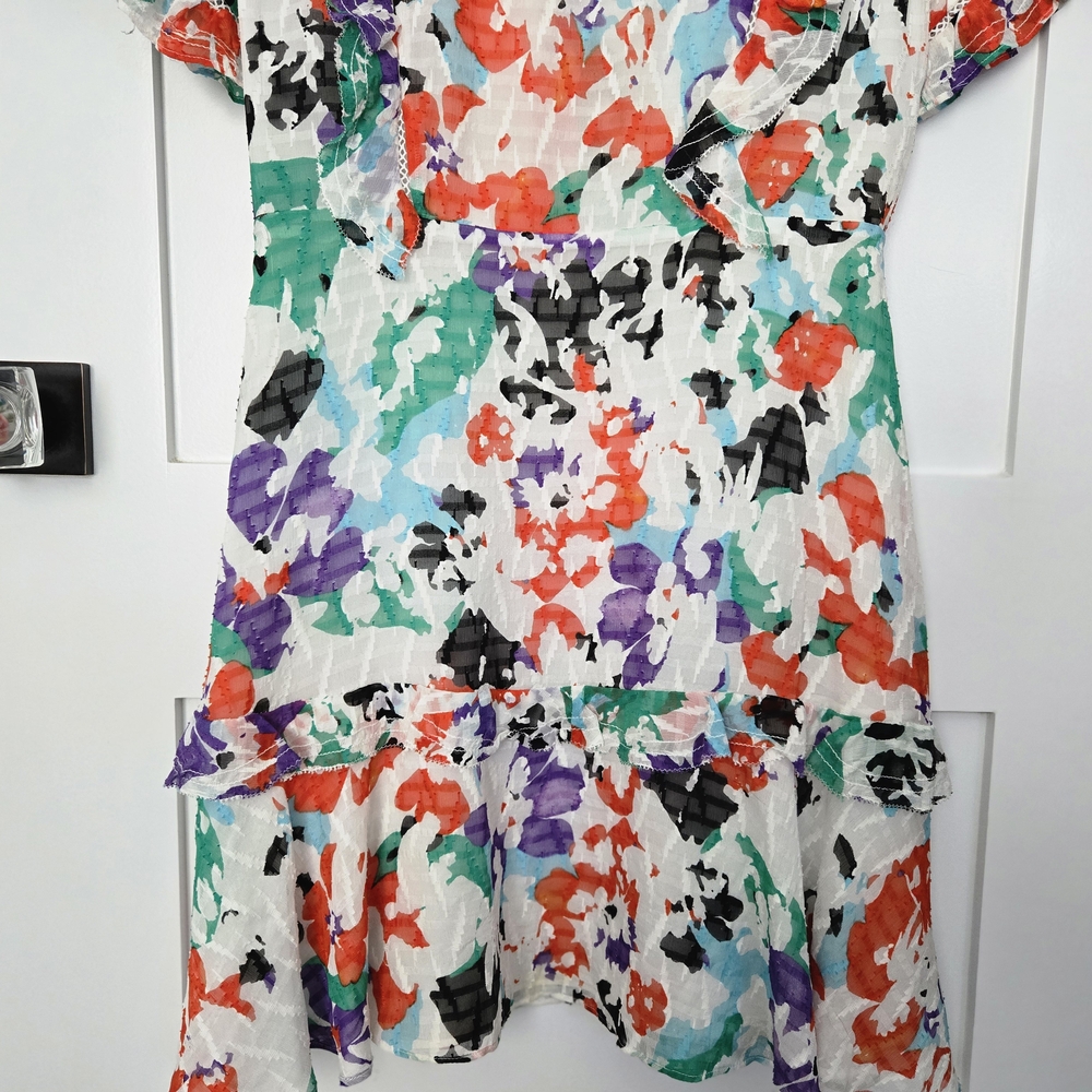 Tanya Taylor Coloful Floral Ruffle Dress Size 2 - Picture 13 of 16